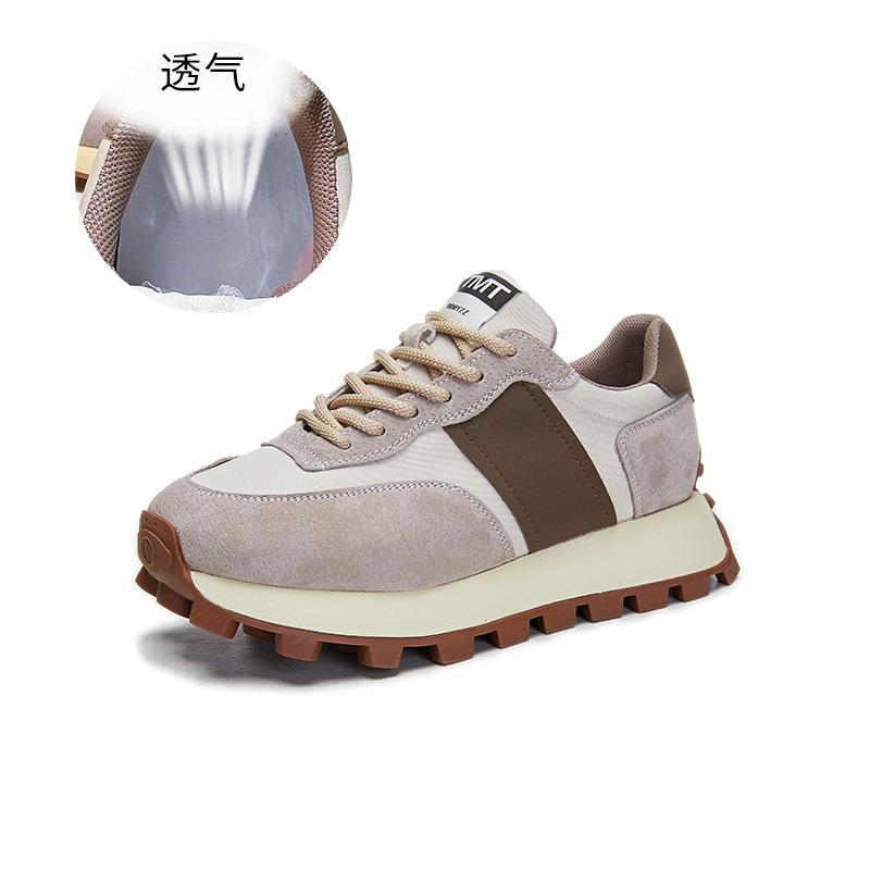 

Absorbent sole leather Forrest Gump shoes 2025 spring new thick-soled German training shoes casual versatile dad shoes fashion women s shoes 40 абрикосовий