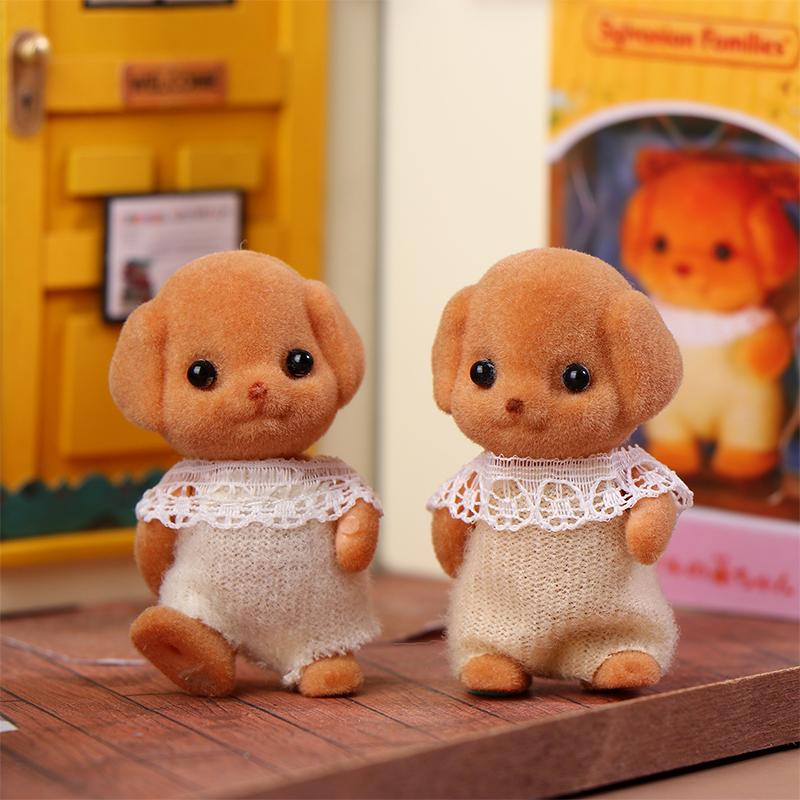 Милый пудель Майло, флокированная кукла, фигурки, игрушка, каваий, Sylvanian Families, аниме-фигурки, коллекционные украшения для комнаты 1Pc
