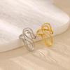Stainless Steel Unique Double S-Shaped Opening Rings for Women Men 18K Gold Color Stylish Anti Allergenic Waterproof Jewelry