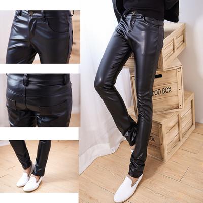 Men Leather Pants Skinny Fit Fashion PU Leather Trousers Motorcycle Pants Streetwear
