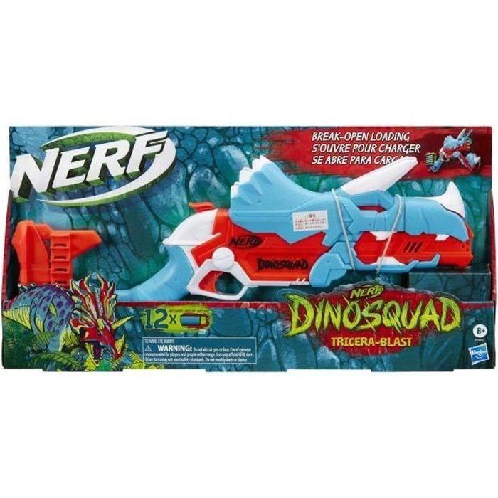 NERF - DinoSquad - Blaster Tricera-blast - 3 fléchettes - 12 fléchettes NERF - apparence de triceratops