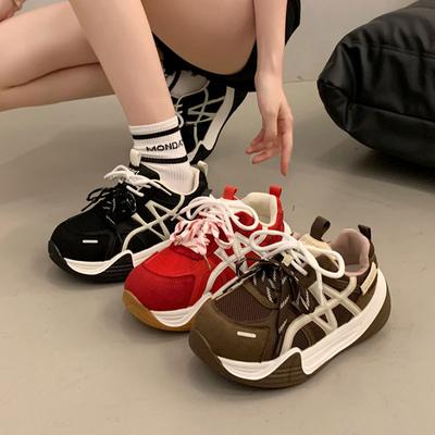 Zapatillas de plataforma versátiles para papá, para mujer, para aumentar la altura, entrenamiento moral, zapatos de pan, supercalientes, nuevas, otoño, casuales, deportivas