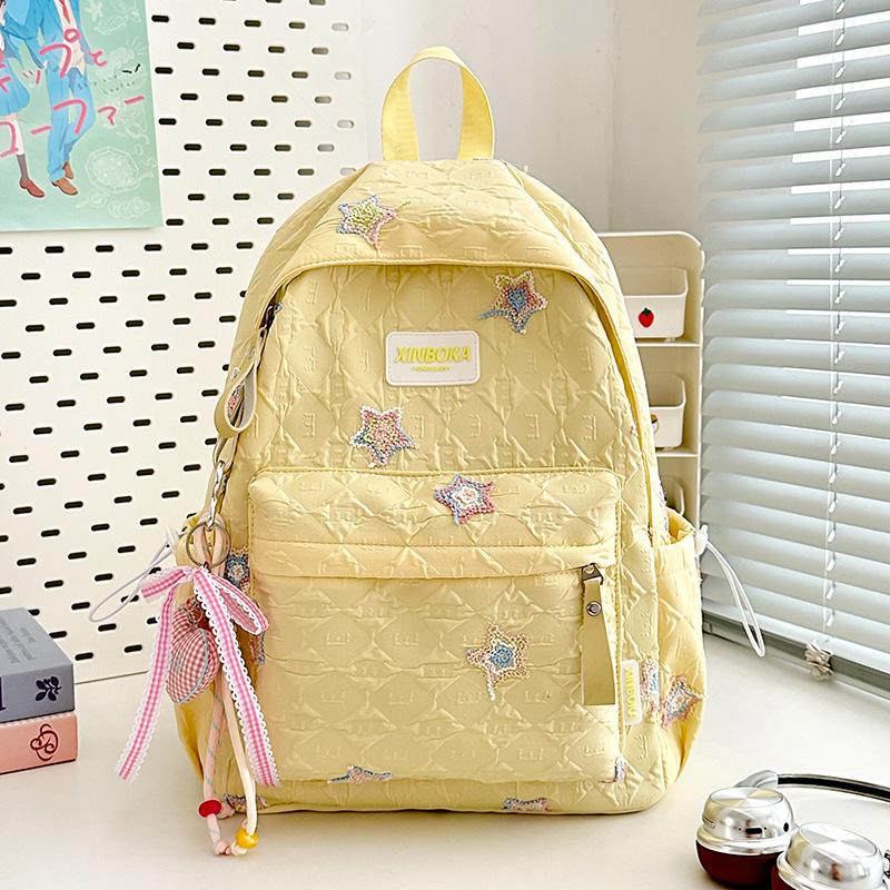 Star Schoolbag Female Junior High School Students Cute Versatile Large Capacity Backpack High Value Student Backpack Trend