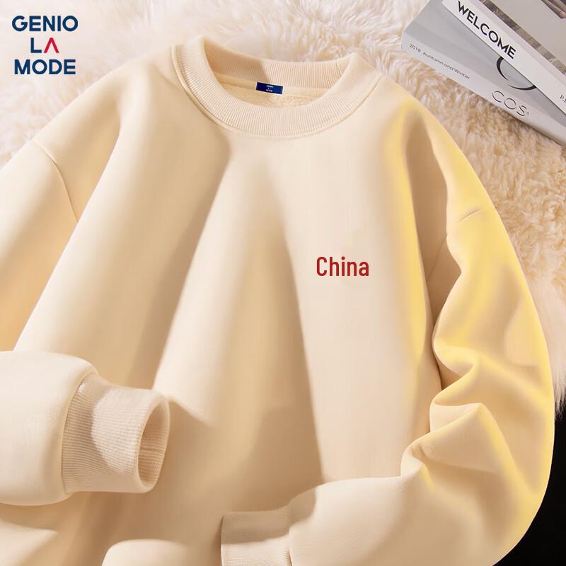 GENIOLAMODE Herren Fleecegefüttertes Rundhals-Sweatshirt