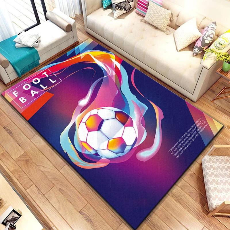Soccer Football Sports Silhouette Pattern Carpet for Living Room Rugs Camping Picnic Mat Anti-Slip Rug Crawl Mat Fans Gift