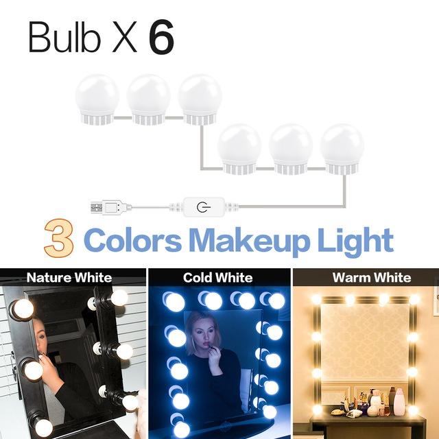 CanLing LED 12V Makeup Mirror Light Bulb Hollywood Vanity Lights Stepless Dimmable Wall Lamp 6 10 14Bulbs Kit for Dressing Table