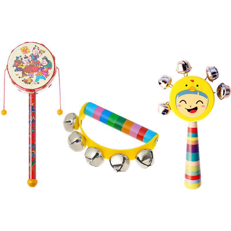 Wooden Baby Rattle Toy for Newborns and Toddlers (0-12 Months) - Grasping & Early Education Puzzle Handbell