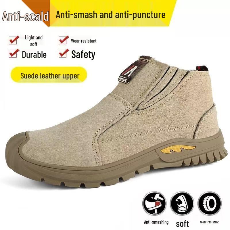 Мужские рабочие ботинки из коровьей кожи со стальным подноском Ударопрочные Устойчивые к проколам Нескользящие Износостойкие Легкие Мягкая подошва для строительных площадок 36 2480₽