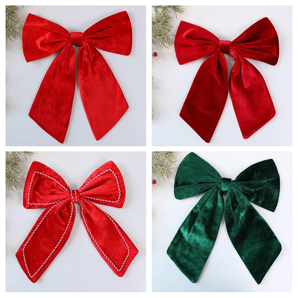 1/2PCS Red Christmas Decorative Bowknot DIY Accessories Big Size Xmas Tree Hanging Bowknot Showwindow Ornament Flannel