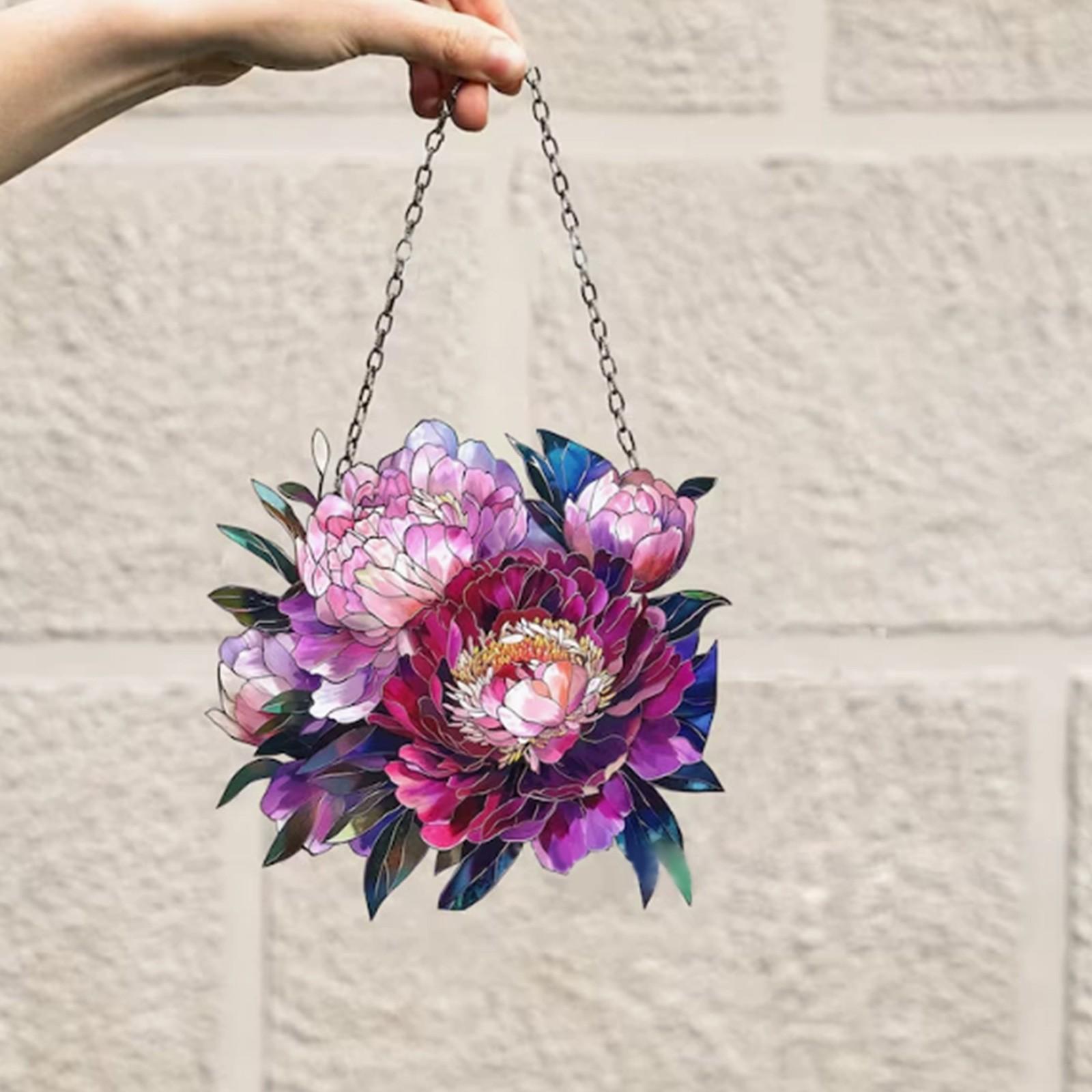 

2D Art Flower Нарисованное украшение на окно Подвесное акриловое украшение на окно Подвесное, креативное освещение Подвесной светильник для дома Подвесное украшение One Size