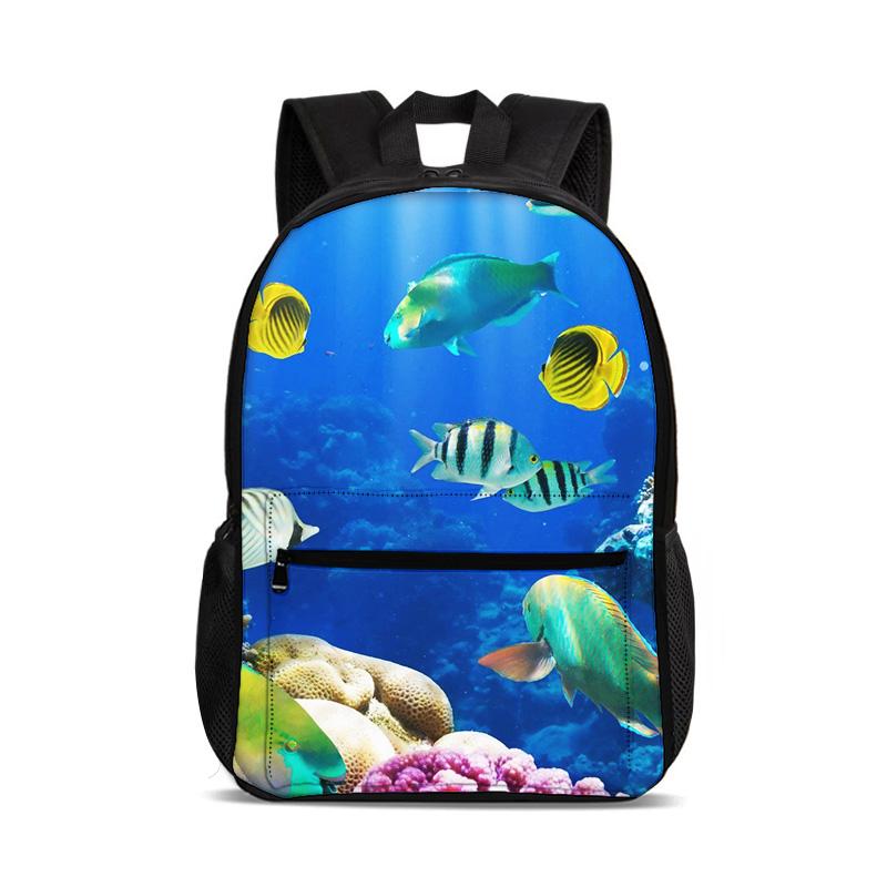 Underwater World Backpack Versatile Cartoon Large Capacity Outdoor Travel Mountaineering Boy and Girl School Birthday Best Gift