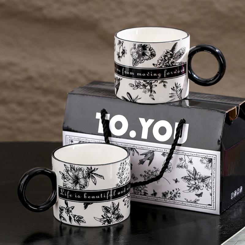 High Looking Ceramic Cup Water Cup Gift Souvenir Creative Mug Breakfast Coffee Cup Couple Cup