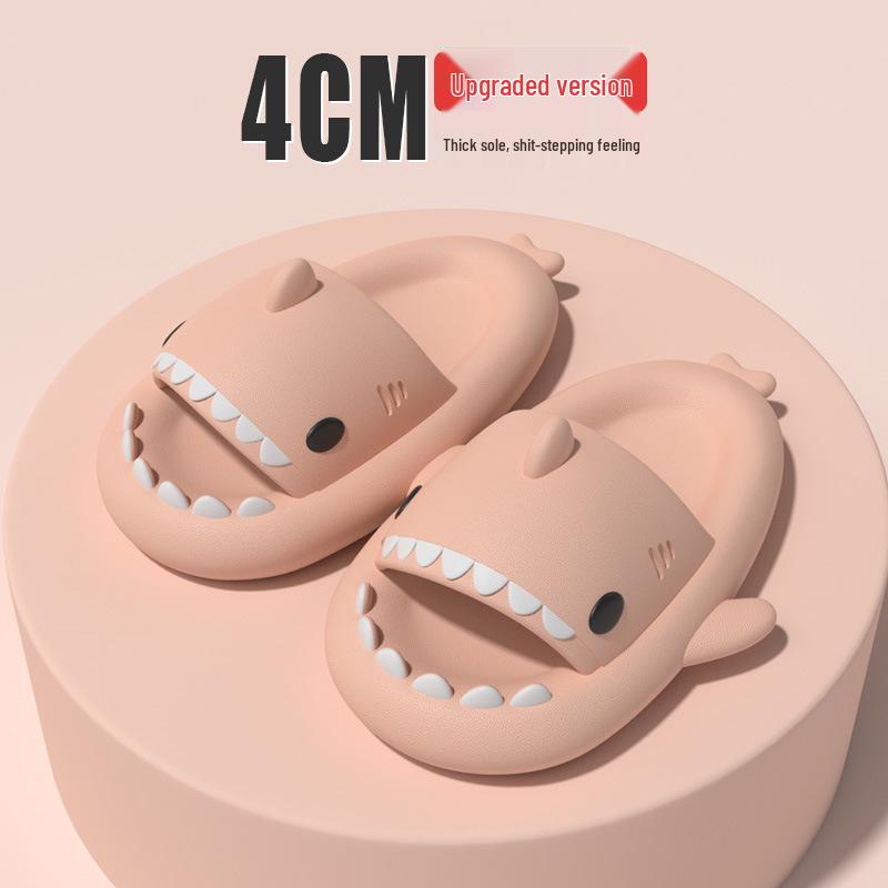4cm Thick Sole Shark Slippers: Fun Cartoon EVA Slippers for Women, Men & Kids - Unique Stepping Sensation
