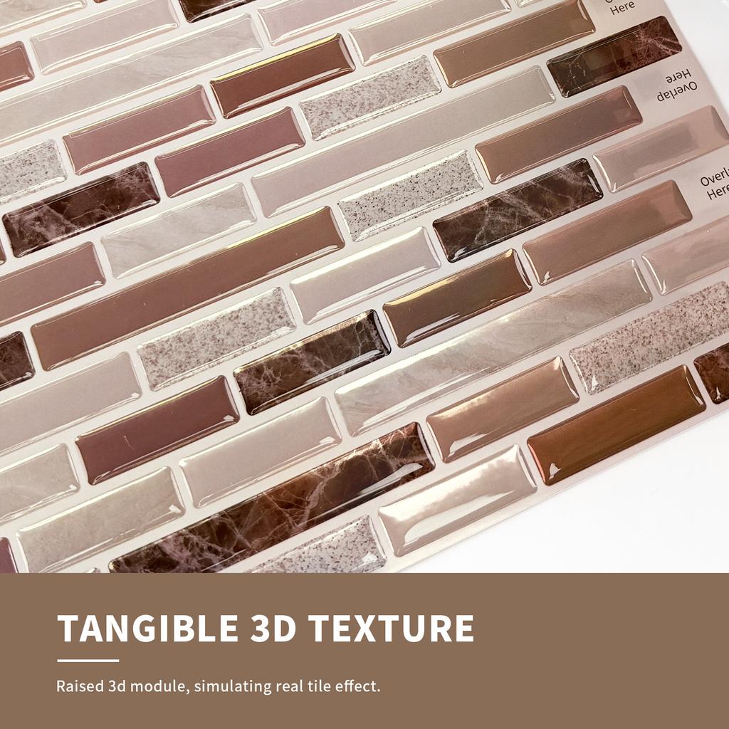 10Pcs Peel and Stick Tile Backsplash, Self-Adhesive Backsplash Tile for Kitchen In Modern White