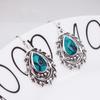 Zhenrong Retro Birnenförmige Türkis-Inlay Ohrringe, Thai-Silberplattiert