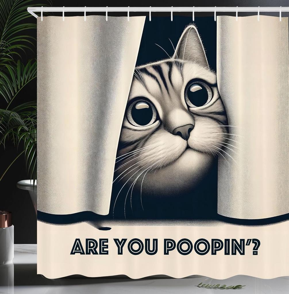 Adorable Cat Band Waterproof Shower Curtain - Cute Cartoon Cats Playing Music for a Fun and Whimsical Bathroom Decor