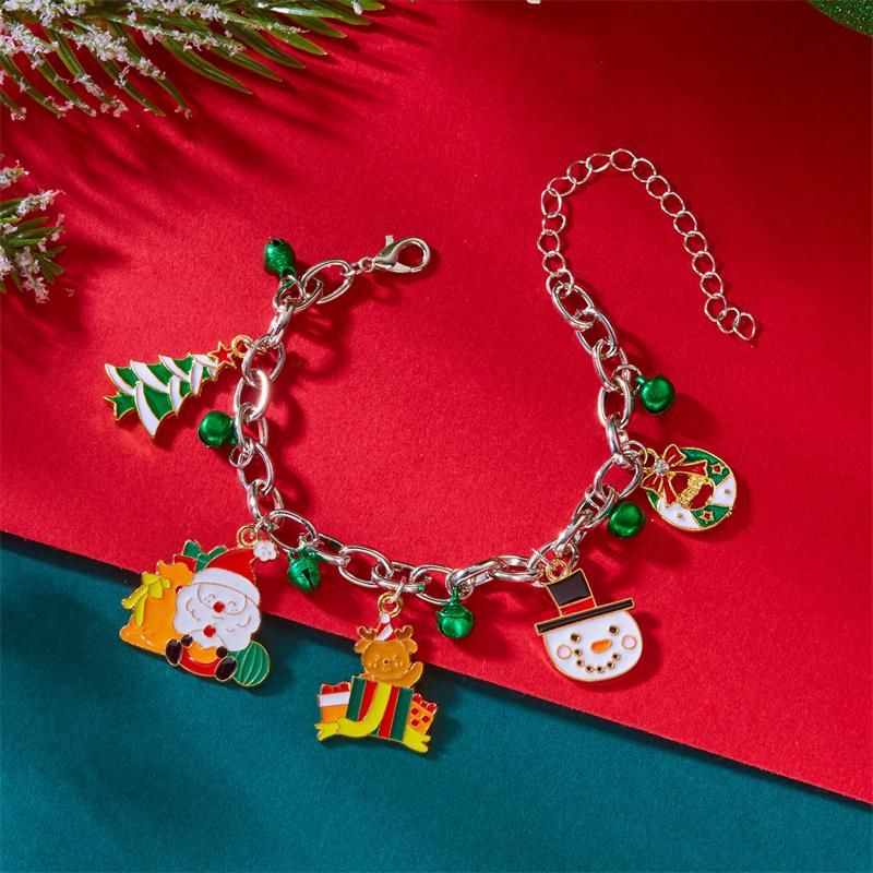 Merry Christmas Metal Chain Bracelet For Women Men Santa Claus Xmas Tree Snowflake Elk Snowman Bangles Girl Party Jewelry Gifts
