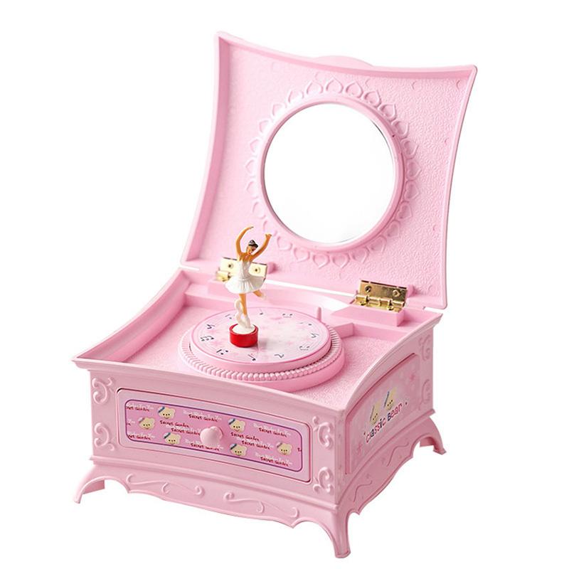Elegant Classic Rotating Ballerina Music Box with Drawer Hand Crank Music Jewelry Box Perfect Christmas Gift for Girls