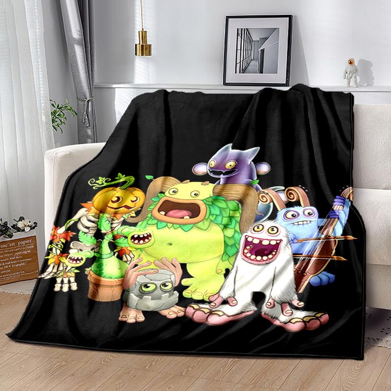 1 Stück Decke My Singing Monsters Aufdruck, Leichte Decke für Sofa, Bett - Weich & Warm, Geschenk für alle Jahreszeiten wie Weihnachten, Halloween