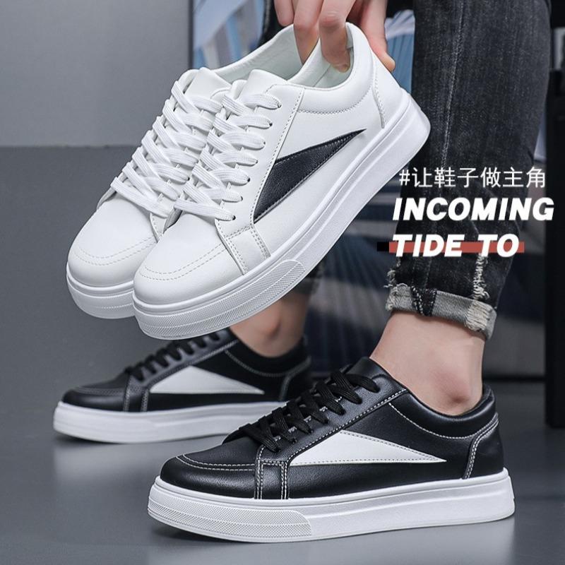 Man's Casual Leather Flats Shoes Platform Sneakers Trend Men Comfortable Low-top Sport Shoes No Slip Wear-resistant Hiking Shoes