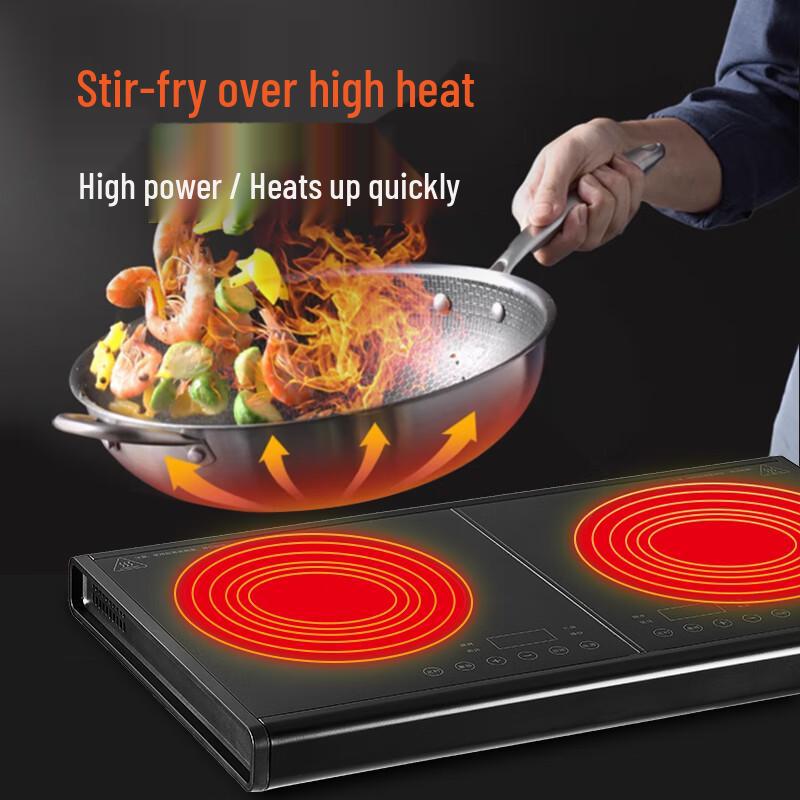 Nordic Home 3500W Dual Hob Ceramic Cooktop CN plug (adapter included)
