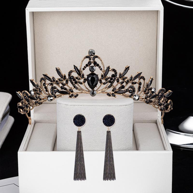 Black Retro Crown Headdress 18th Birthday Adult Ceremony Bride Photo Crown Photo Props