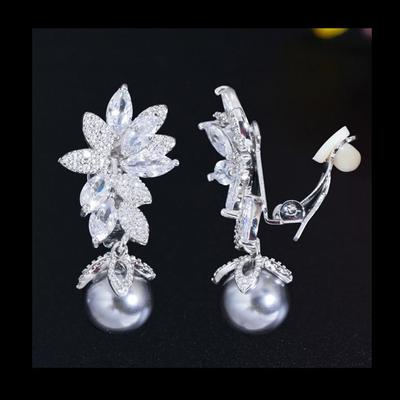 CMM – bijoux de fête de mariage, boucles d'oreilles à Clip en zircone cubique grise