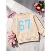Birthday Kids Sweatshirt Over 4Y Unisex Boys Girls Vintage Distressed Blue Number 67 Graphic Crewneck Soft Fleece Pullover For 4-12 Years Old Children