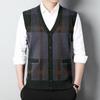 Neue Herbst- und Winter-Strickweste für Herren Mittleres und Älteres Herbst- und Winter-Lässige Weste mit V-Ausschnitt Lockere Version Wollweste