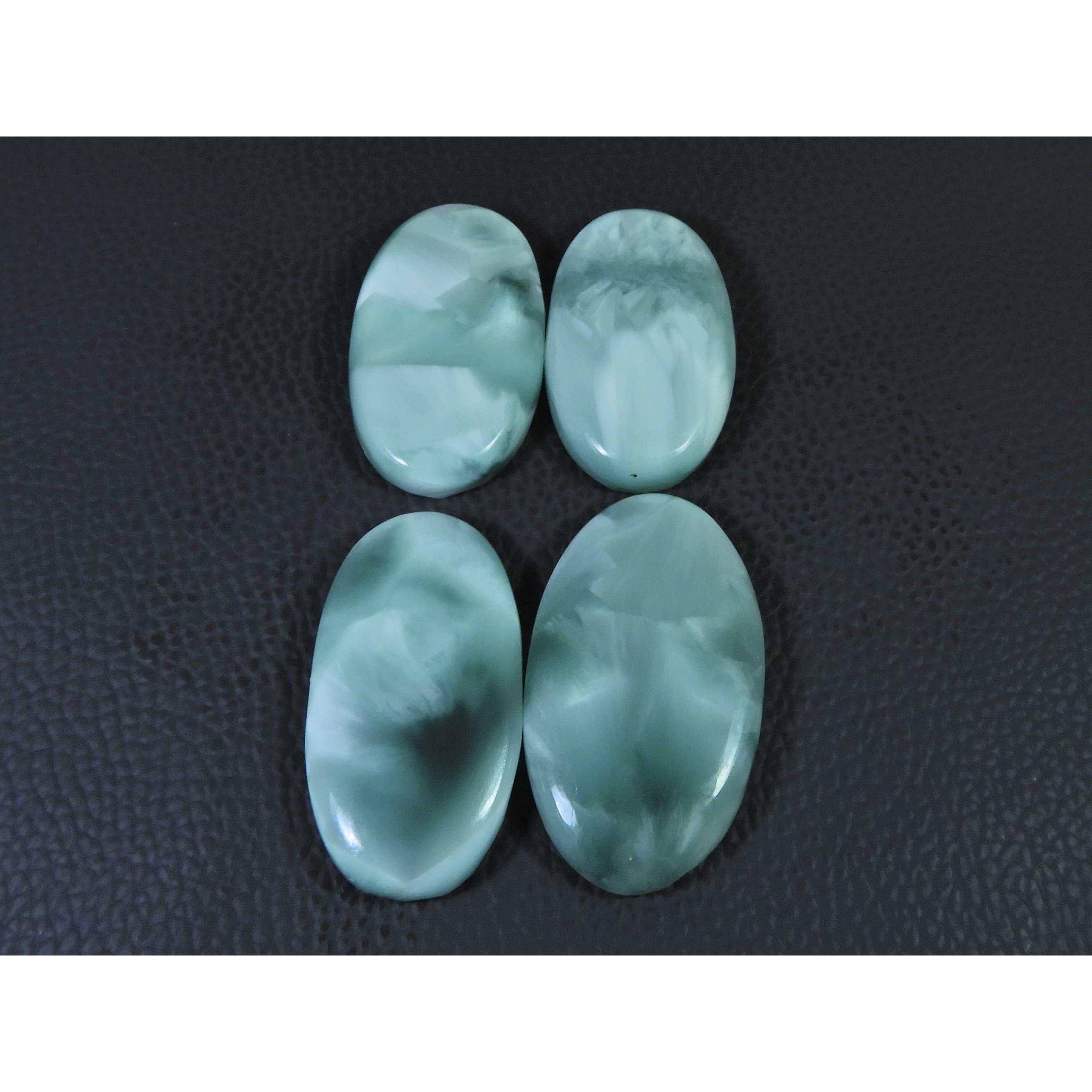 234Cts. Natural Green Hemimorphite Oval Cabochon Loose Gemstone 04 Pcs Lot C-1578