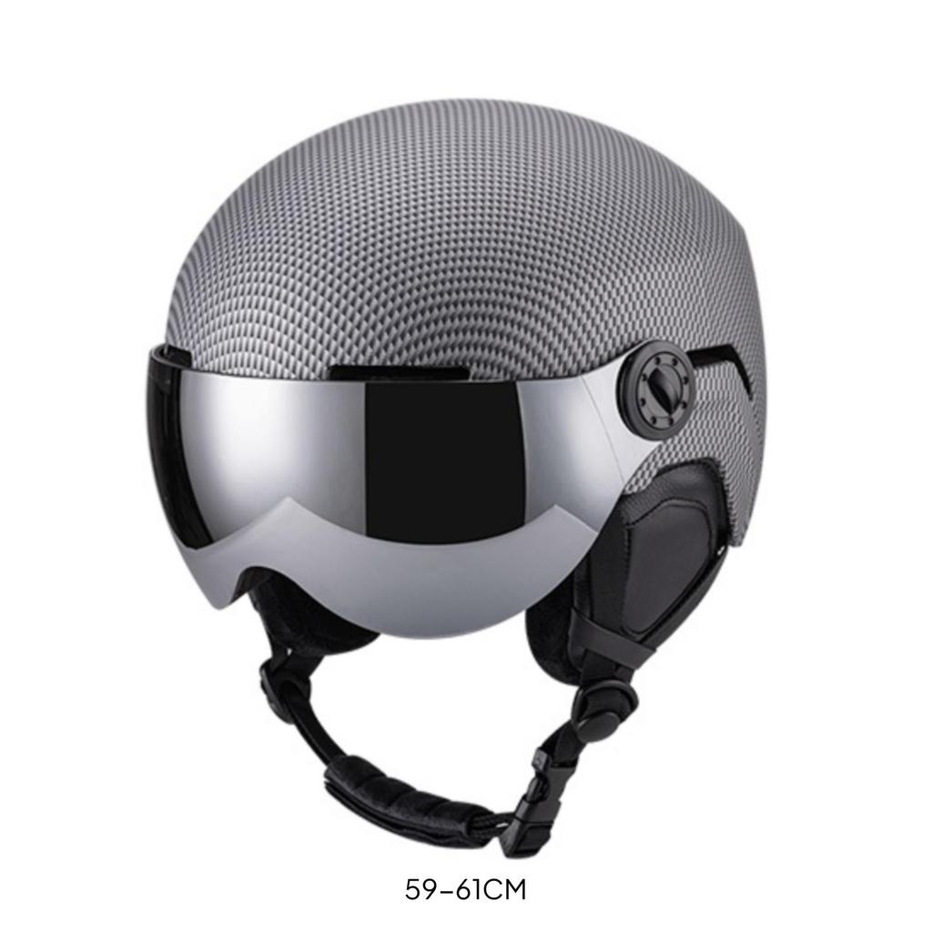 OnePiece Ski Helmet with Builtin Reflective Visor ImpactResistant PC Shell Expanded