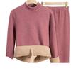 Women's Camel Hair Thermal Underwear Set: Thickened Autumn/Winter, Round or Half High Neck, Super Thick and Warm.