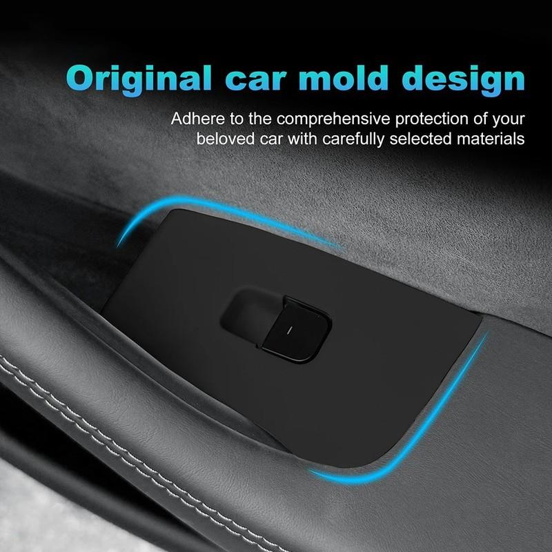Silicone Window Switch & Door Handle Cover Set for Tesla Model Y Juniper 2025 2026 2027 2028, Anti-Dust Protector Sticker