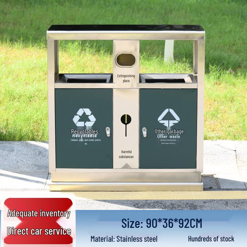 Stainless Steel Outdoor Park & Community Sorting Trash Can
