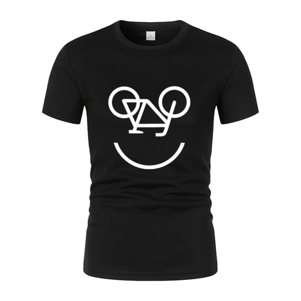 Summer New Interesting Bicycle Reverse Letters Print Men'S T -Shirt Fashion Casual Jogging Mesh Air Permeability Short Sleeves