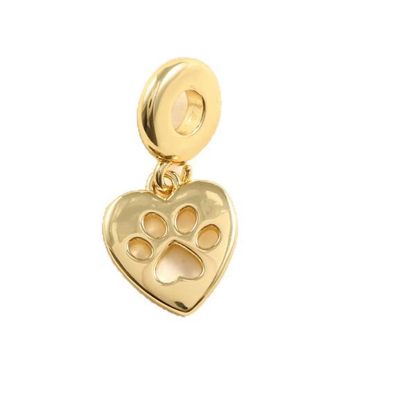 Heart-Shaped Cat Paw Pendant Necklace with Smooth Finish