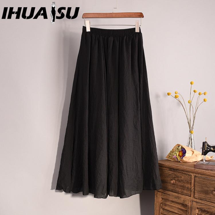 

IHUASU Женская Мода Повседневная Однотонная Принтованная Летняя Весенняя Юбка one size чёрный