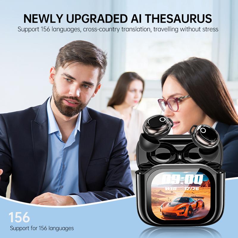 In-Ear Stereo Sound Bluetooth Earphones with Touch Control Color Screen Charging Case Portable Wireless Headsets AI Intelligent Translation