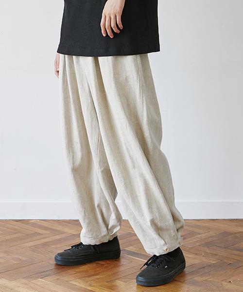 Mallen Unisex Linen Button Balloon Pants Beige