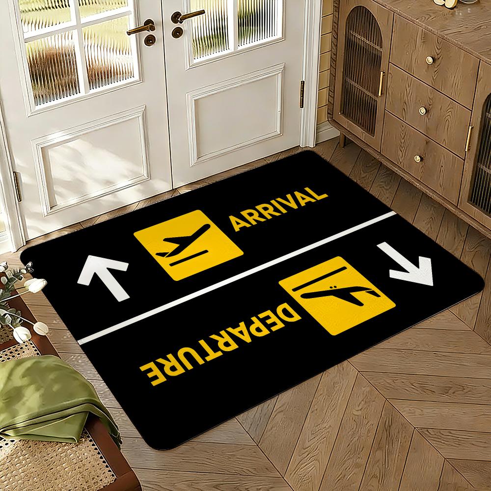 Arrivals And Departures Long Floor Mat Soft Thickened Absorbent Non-Slip Bedroom Living Room Door Mat Home Decor Flannel Rugs