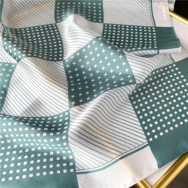 Color matching large plaid scarf women's new polka dot striped silk scarf small square scarf travel sunscreen shawl decorative scarf