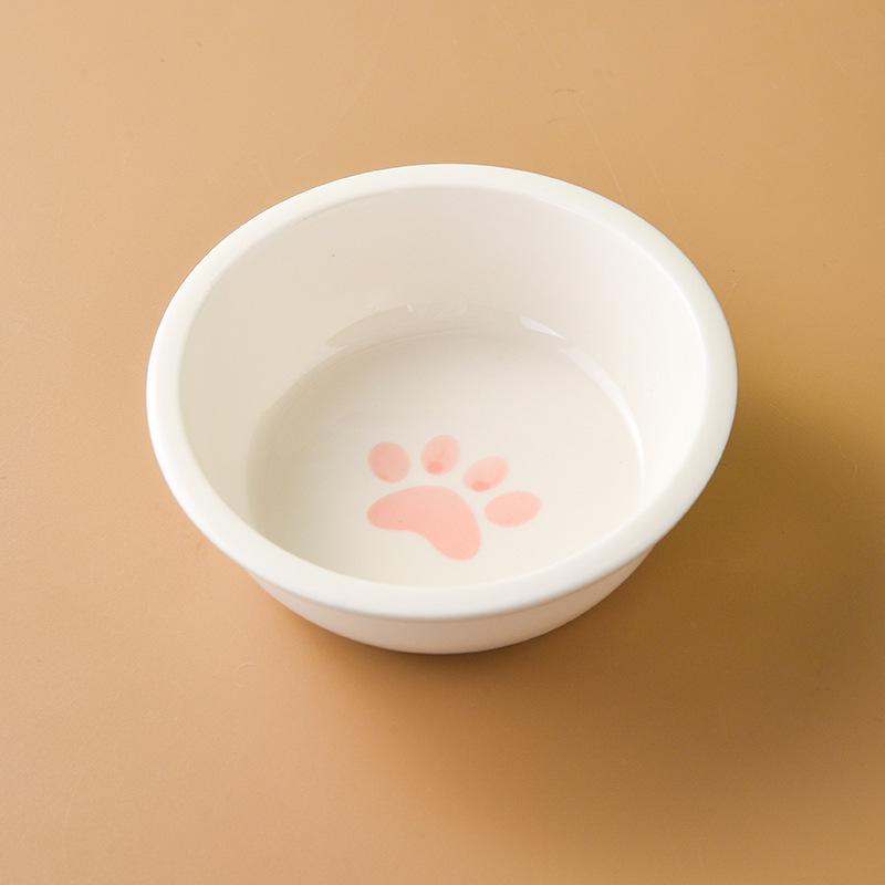 Ceramic Cat Food & Water Bowl with Slanted Design - Protects Cervical Spine, Anti-Tipping, Double Bowl for Feeding & Drinking