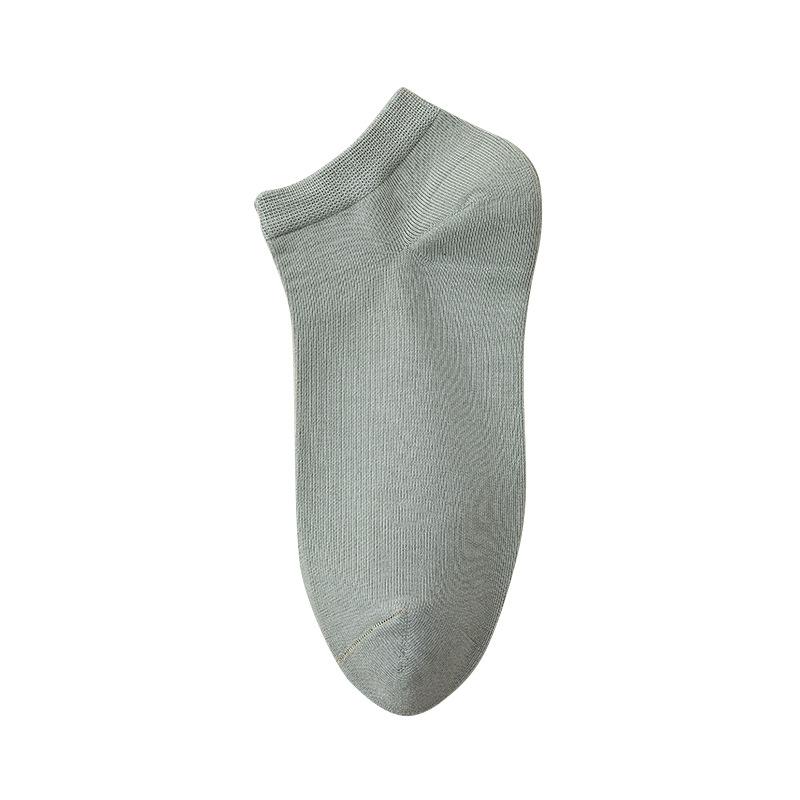 5 Pairs of Men's Summer Thin Style All Match Pure Color Antibacterial Breathable Pure Cotton Short Boat Socks