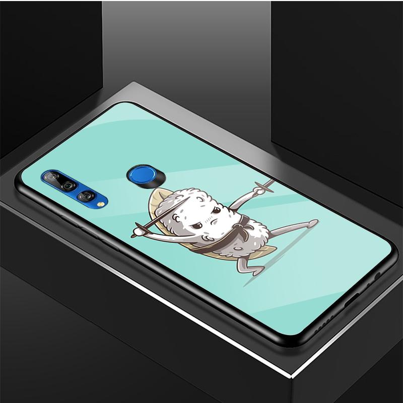 Kreskówkowe sushi Hartowane Szkło Etui na Telefon Dla Huawei honor 8X 9 10i 20i 20Lite 20Pro 30 Pro Pokrowiec