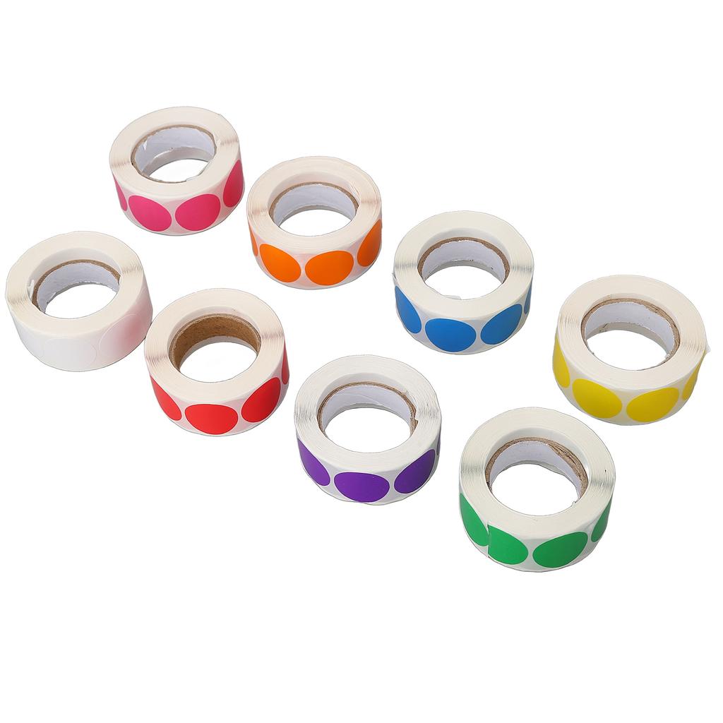 8 Roll Label Stickers Colorful Self Adhesive Circle Sticker Labels for Gift Cosmetic Essential Oil Bottle