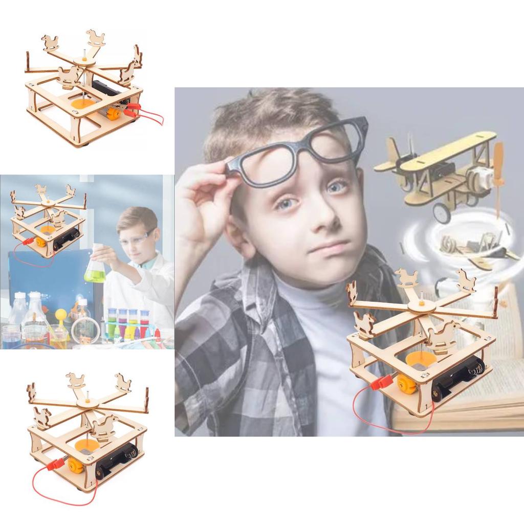 Hölzernes DIY Drehkarussell-Stamm Lernspielzeug für Kinder Handgemachtes Wissenschaftsexperiment