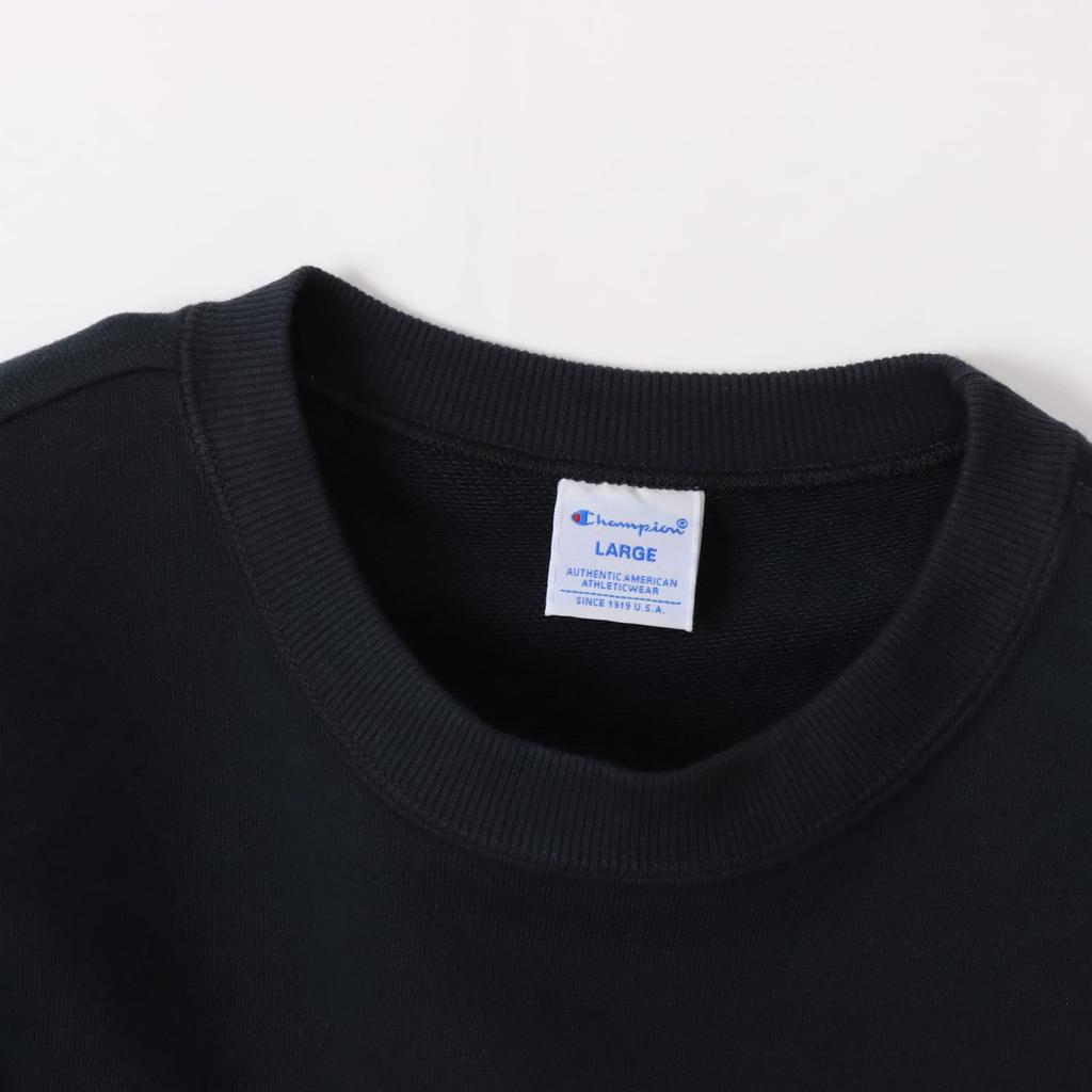 Champion Basic Crew Neck Long Embroidered Men's Sweatshirt, Navy, Sleeve, Fleece, Logo, C3-W001Z