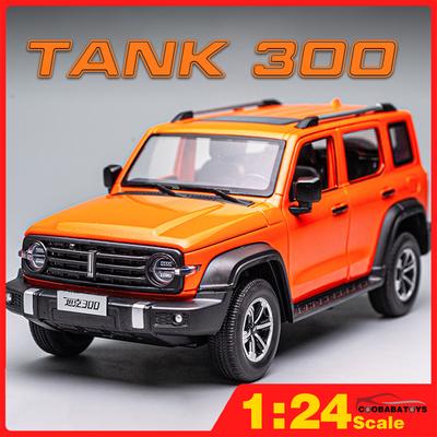 1/24 skala WEY Tank 300 SUV odlany model samochodu zabawka, wycofać pojazd zabawkowy z dźwiękiem i światłem dla dzieci maluch chłopcy dziewczęta kolekcja prezentów