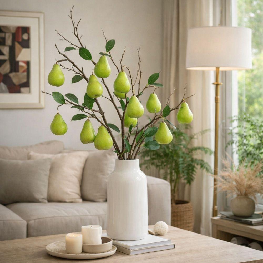 5 Heads Artificial Fig Branch with Leaves Plastic Fig Tree Branch Real Touch Exquisite Simulated Fruits Home Garden Decor