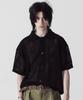 Stage Name Summer Varsity Short Sleeve Knit Shirt Cardigan_Black